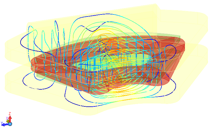 Image of Voice coil motor B-field colored lines
